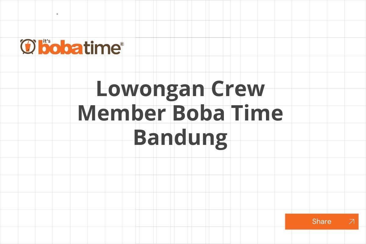 Lowongan Crew Member Boba Time Bandung