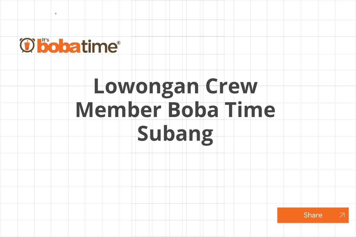 Lowongan Crew Member Boba Time Subang